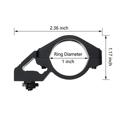 ohhunt 45 degree Offset M-lok Flashlight Mount Ring for 1 inch Diameter Flashlights