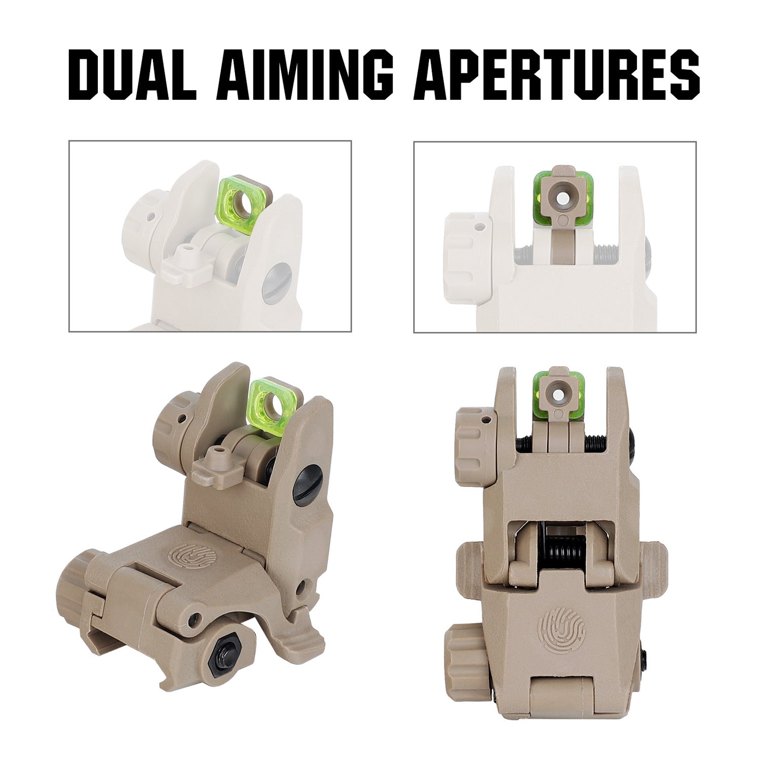 Fiber Optic Flip Up Sights Polymer Folding Front and Rear Back up