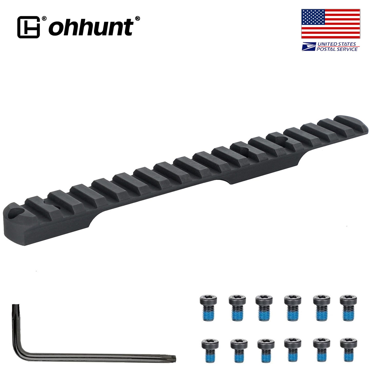 ohhunt® Steel 0 MOA Short Action Remington 700 Picatinny Rail Scope Mount with #6-48/#8-40 Screws