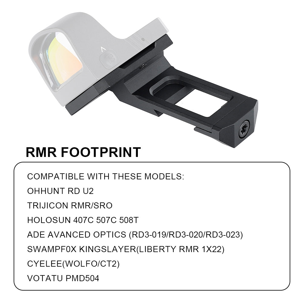 Rmr Designs ohhunt® 45° Canted Micro Red Dot Mount RMR Footprint for RMR/SRO/407C/