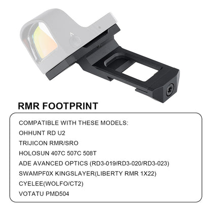 ohhunt® 45° Canted Micro Red Dot Mount RMR Footprint for RMR/SRO/407C/507C/508T