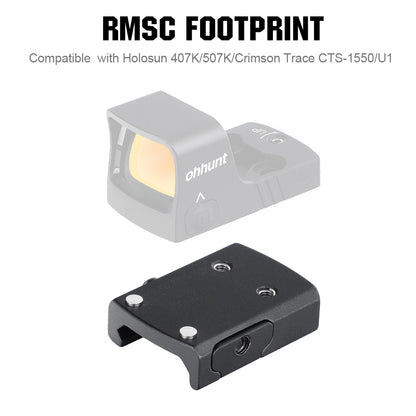 ohhunt® Gen2 Picatinny Red Dot Adapter Plate RMSc Footprint fit Holosun 407K 507K Crimson Trace CTS-1550 Romeo Zero