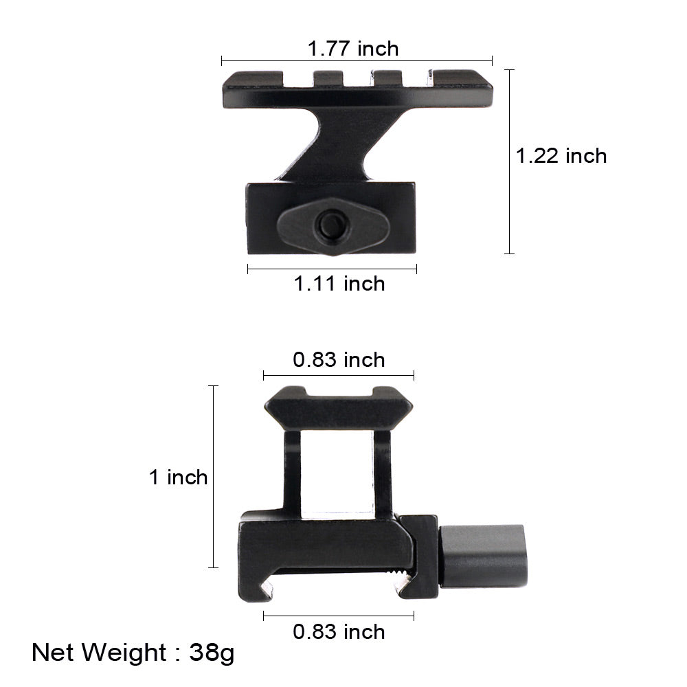 ohhunt® Picatinny Rail Red Dot Riser Mount High Profile See Through De