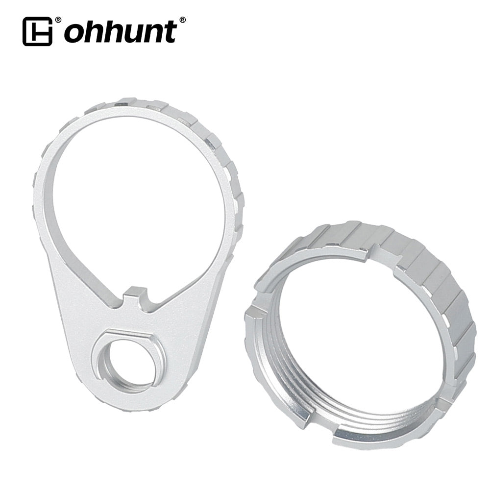 ohhunt® Silver Ultralight QD End Plate & Castle Nut Set for AR-15 AR-308