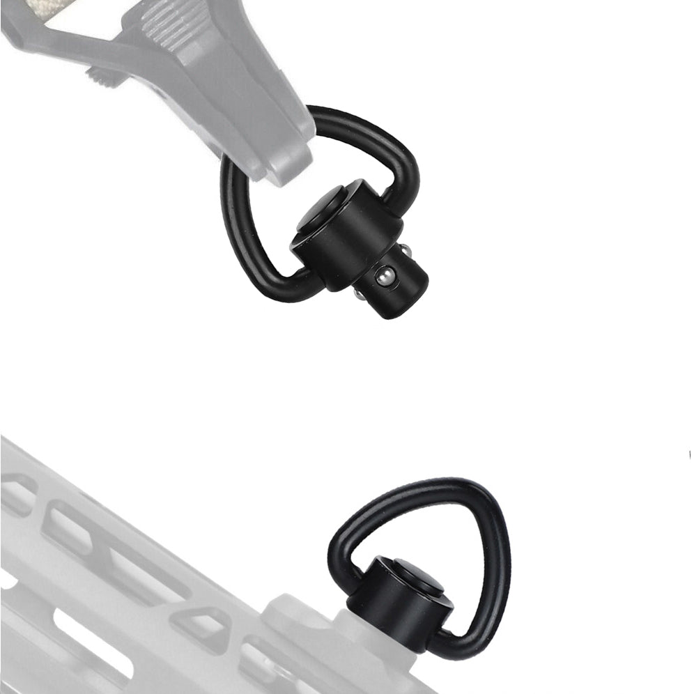 TOURBON Quick Detach (QD) Sling Swivels Set - Push Button, Metal, Black - 1 Pair