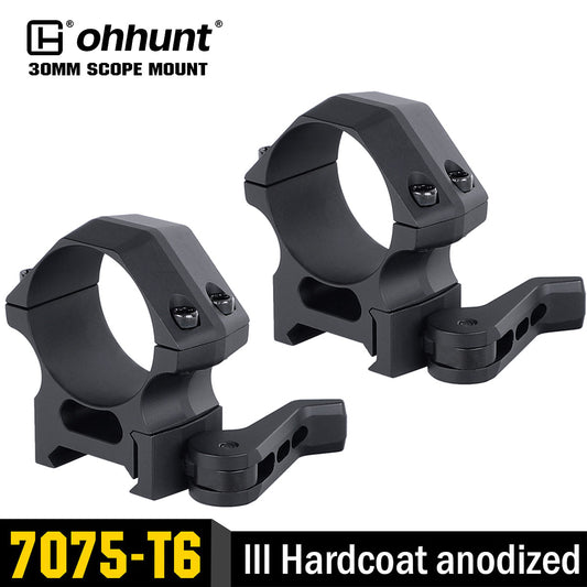 ohhunt® Pro Quick Release 30mm Scope Rings Picatinny Rail Mount 7075-T6 Aluminum - Med Profile