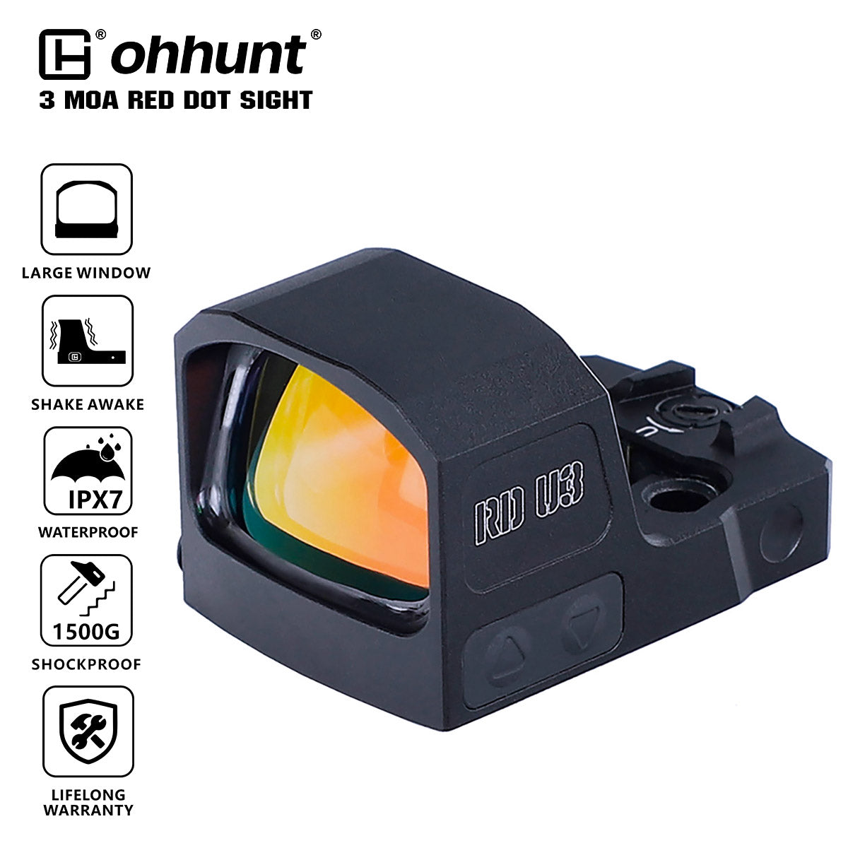 RD U3 Large Window 3 MOA Shake Awake Red Dot Sight