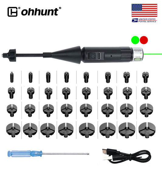 ohhunt® Rechargeable Style Bore Sight Kit, Compatible with 0.159 to .998 Calibers with 32 Adapters