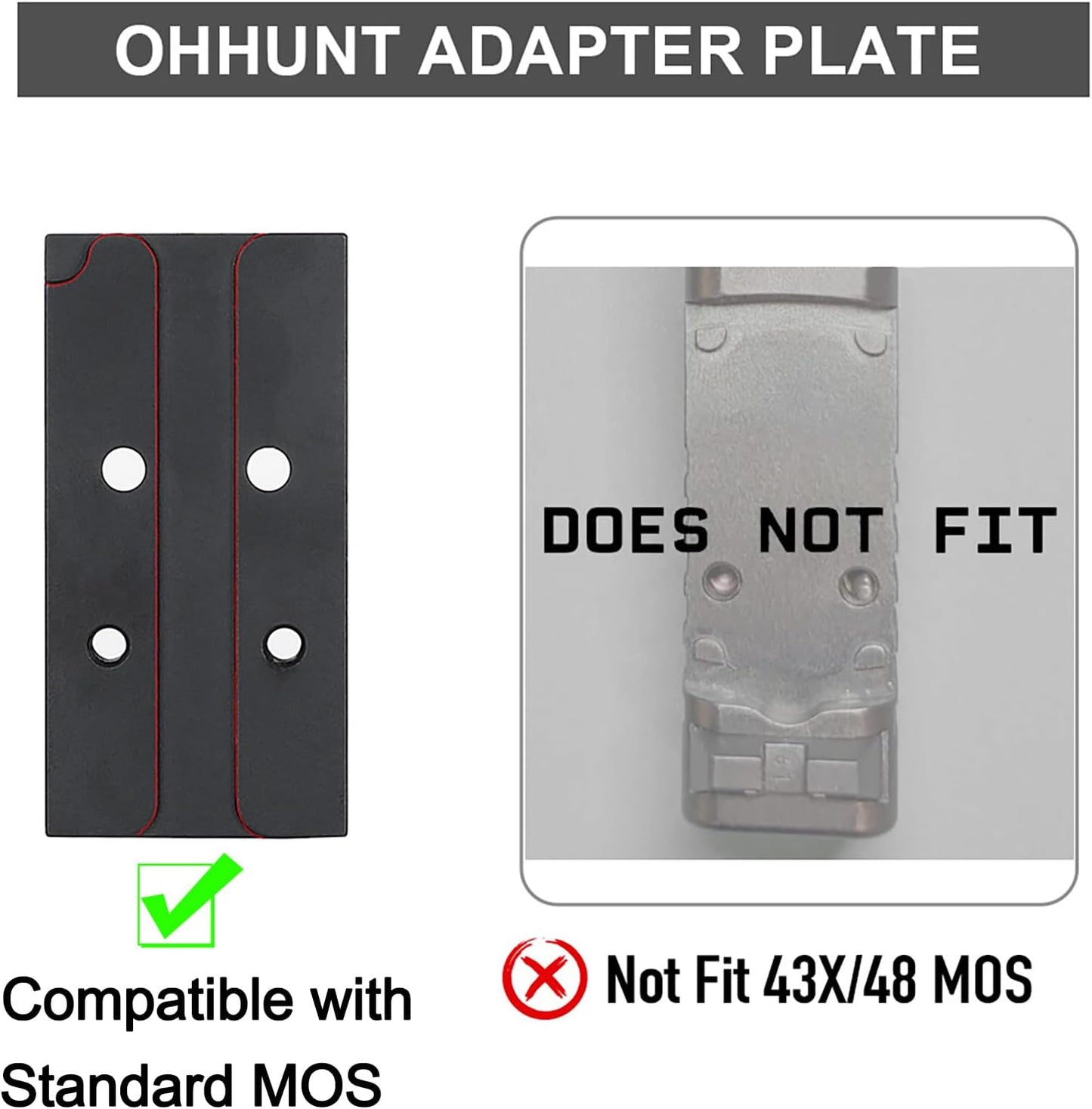 ohhunt® Red Dot Mount Adapter Plate for Glock 17 19 MOS Compatible with RMSc Cut Optic Holosun 407K/507K/EPS Carry/EPS/RomeoZero