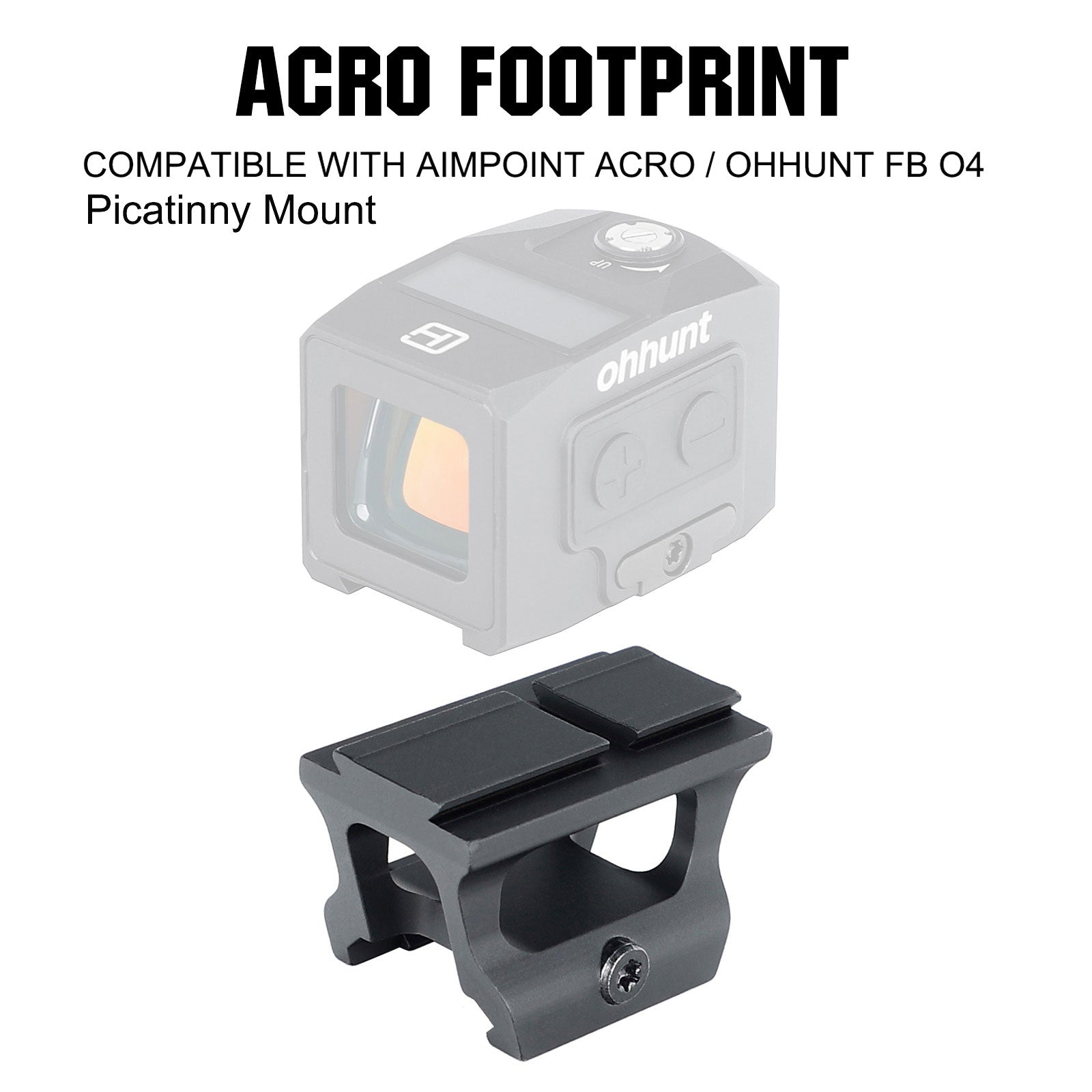 Acro Sight Riser Picatinny Red Dot Riser Mount with ACRO Footprint Lower 1/3 Co-witness ...