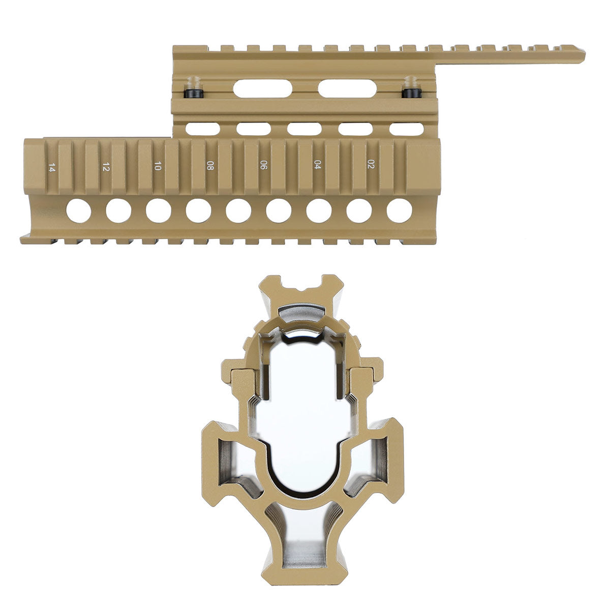 ohhunt Universal AK Quad Rail Handguard Construção de 2 peças - Desert Tan Color