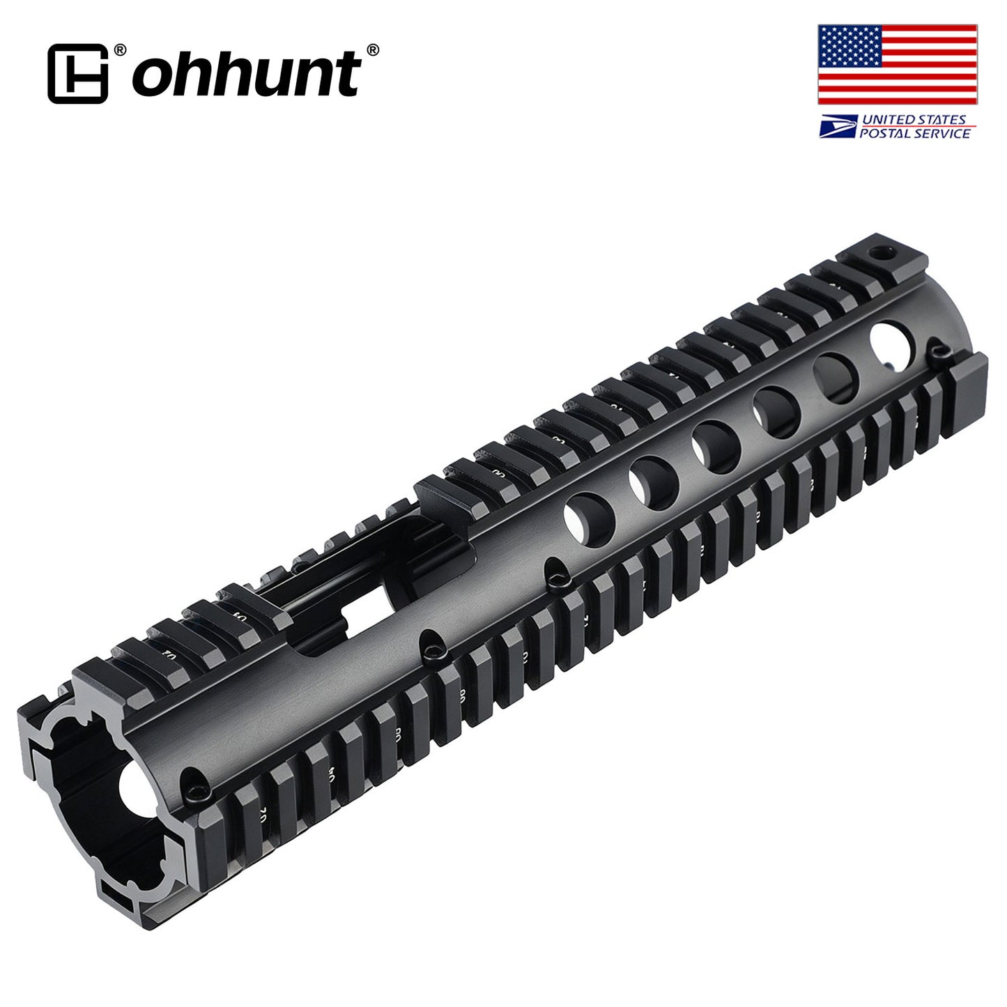 AR-15 Extended Drop-in Quad Rail Handguard with FSP Cutout, Carbine-length, Length 10.5"