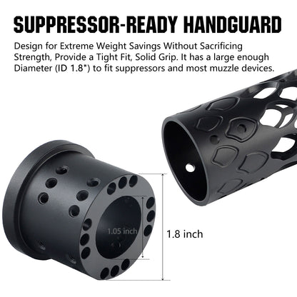 ohhunt® AR-15 Large ID 1.8" Free Float Handguard 7075 Aluminum - 7" 10" 12" 15"