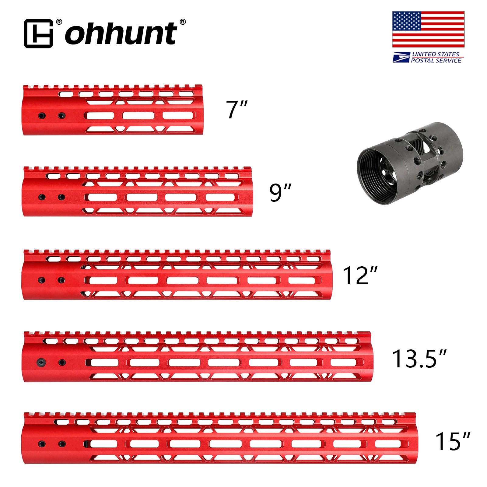 ohhunt® カラフル AR-15 M-lok フリーフロートハンドガード デザート