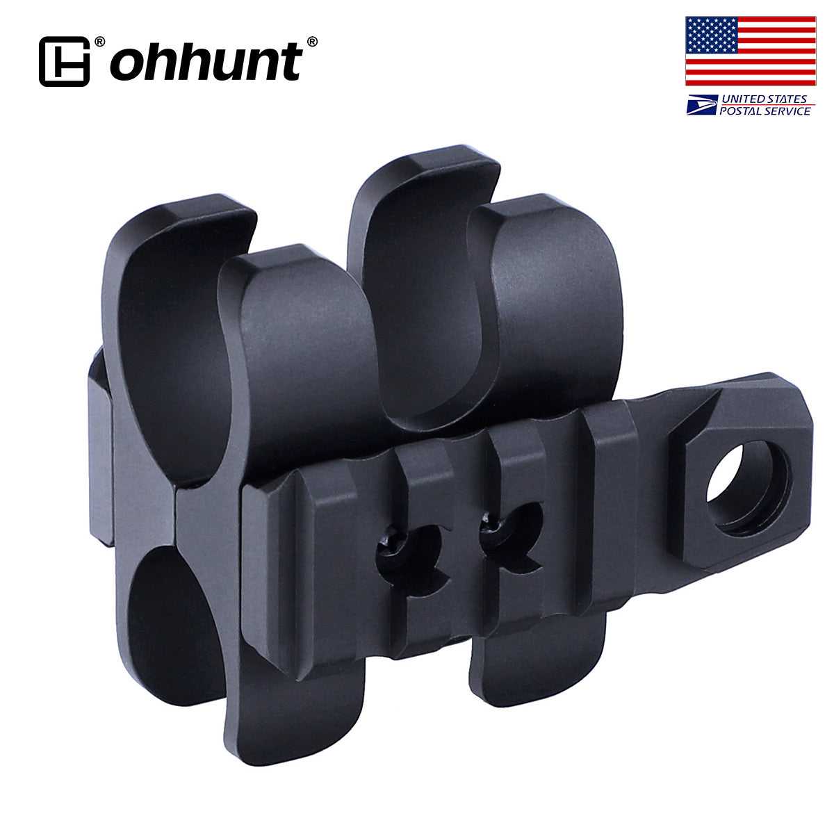 ohhunt® 12 Gauge Barrel Clamp Flashlight Mount Magazine Tube Clamp with Picatinny Rail for Shotgun
