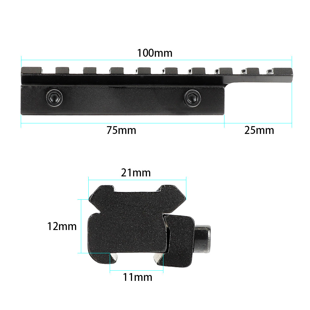 ohhunt® 11mm Dovetail to Picatinny Rail Adapter Convert Mount with Stop Pin  - 9 Slot