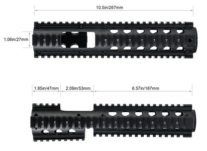 AR-15 Extended Drop-in Quad Rail Handguard Size
