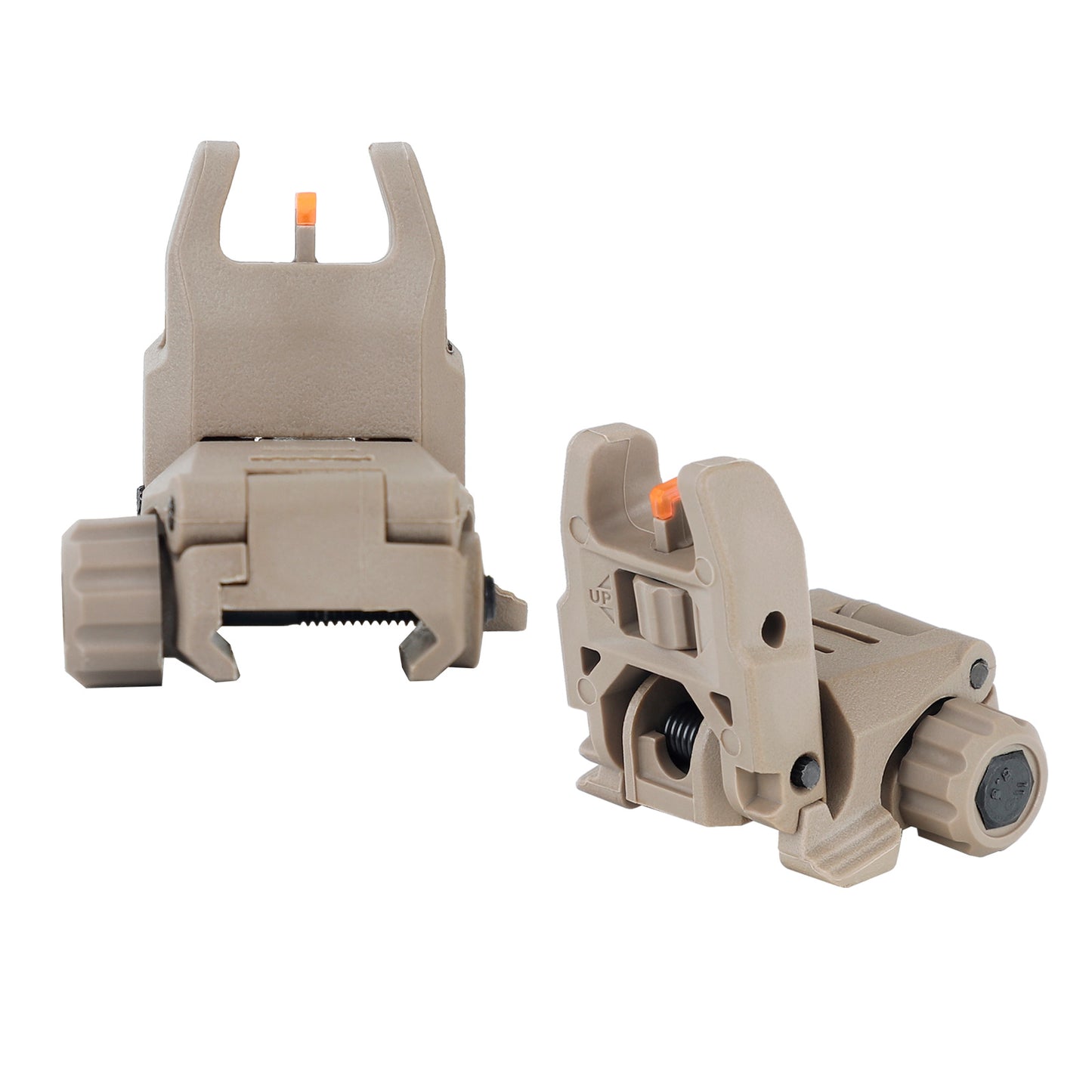 Polymer Fiber Optic Flip Up Sights - FDE Tan