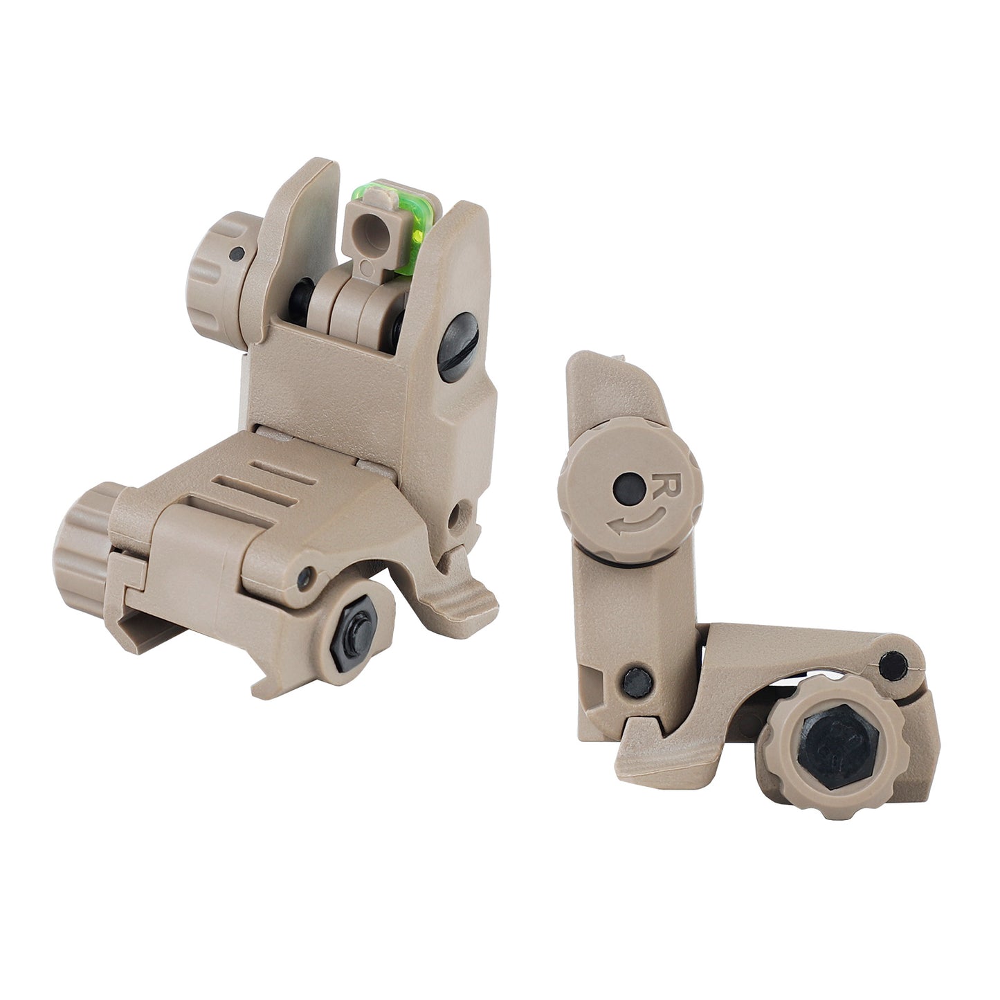 Polymer Fiber Optic Flip Up Sights - FDE Tan