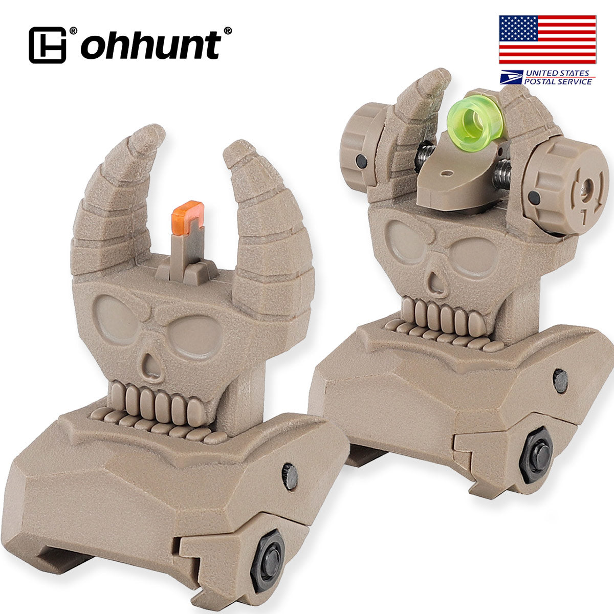  Polymer Fiber Optic Flip Up Sights - FDE