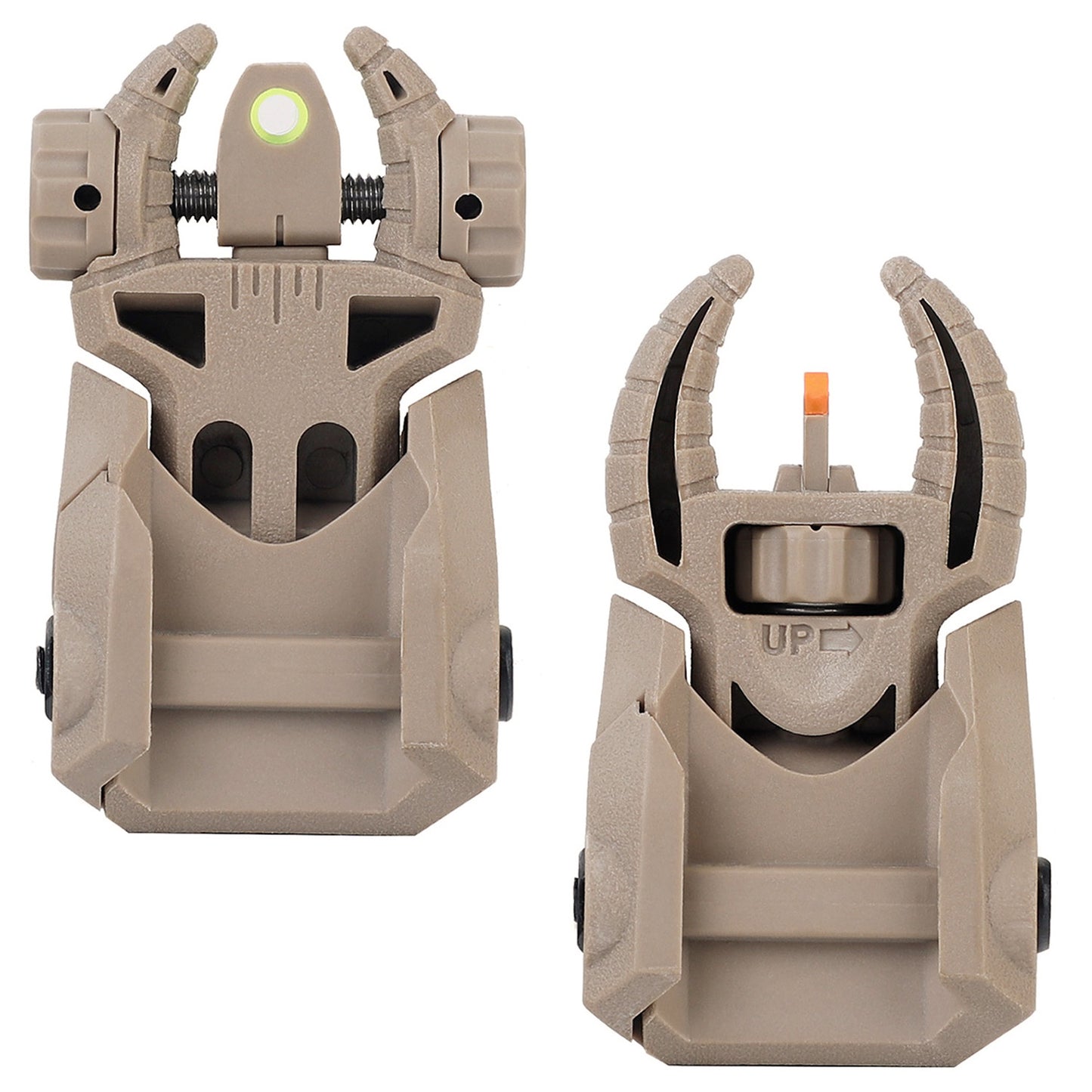 ohhunt® Fiber Optic Flip Up Sights Polymer - Beast Horn, FDE