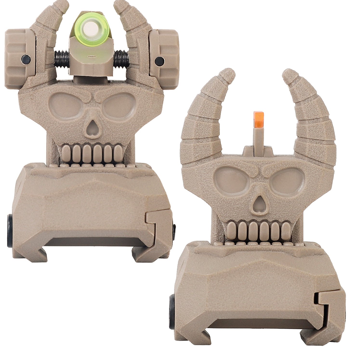 ohhunt® Fiber Optic Flip Up Sights Polymer - Beast Horn, FDE