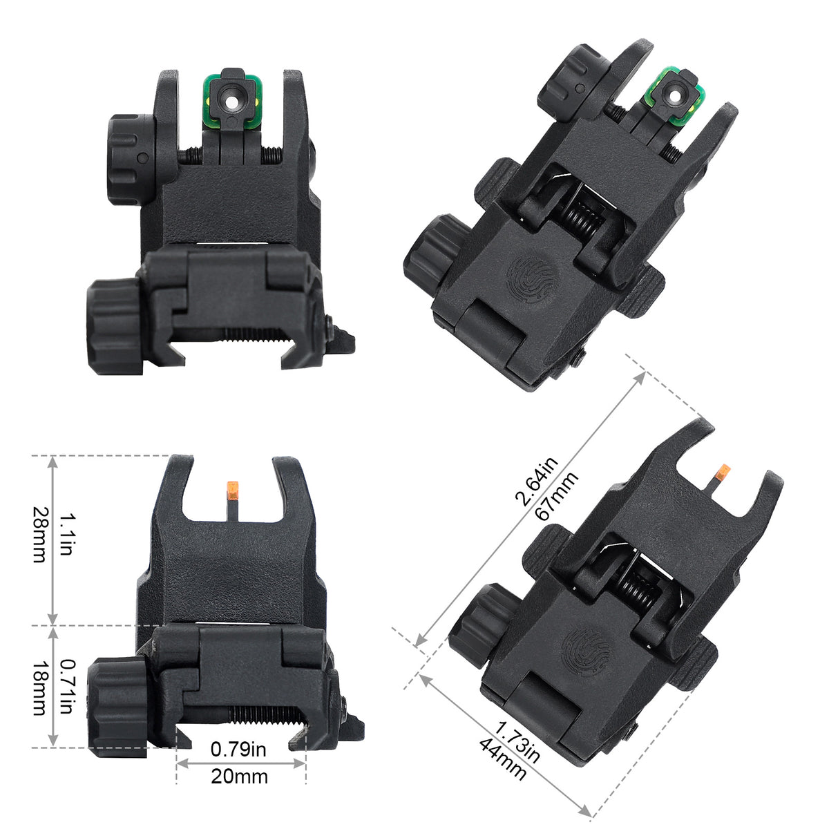 Front Rear Backup Iron Sights For Picatinny Weaver 20mm Rail Tactical ...