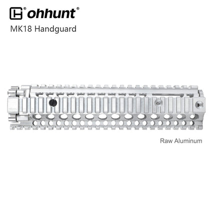 Unbranded Raw MK18 Quad Rail Handguard 9.6 inch Silver Color Unpainted