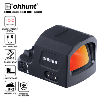 ohhunt® FB O5MR Motion Awake Enclosed Red Dot Sight with Multiple Reticle Rechargeable