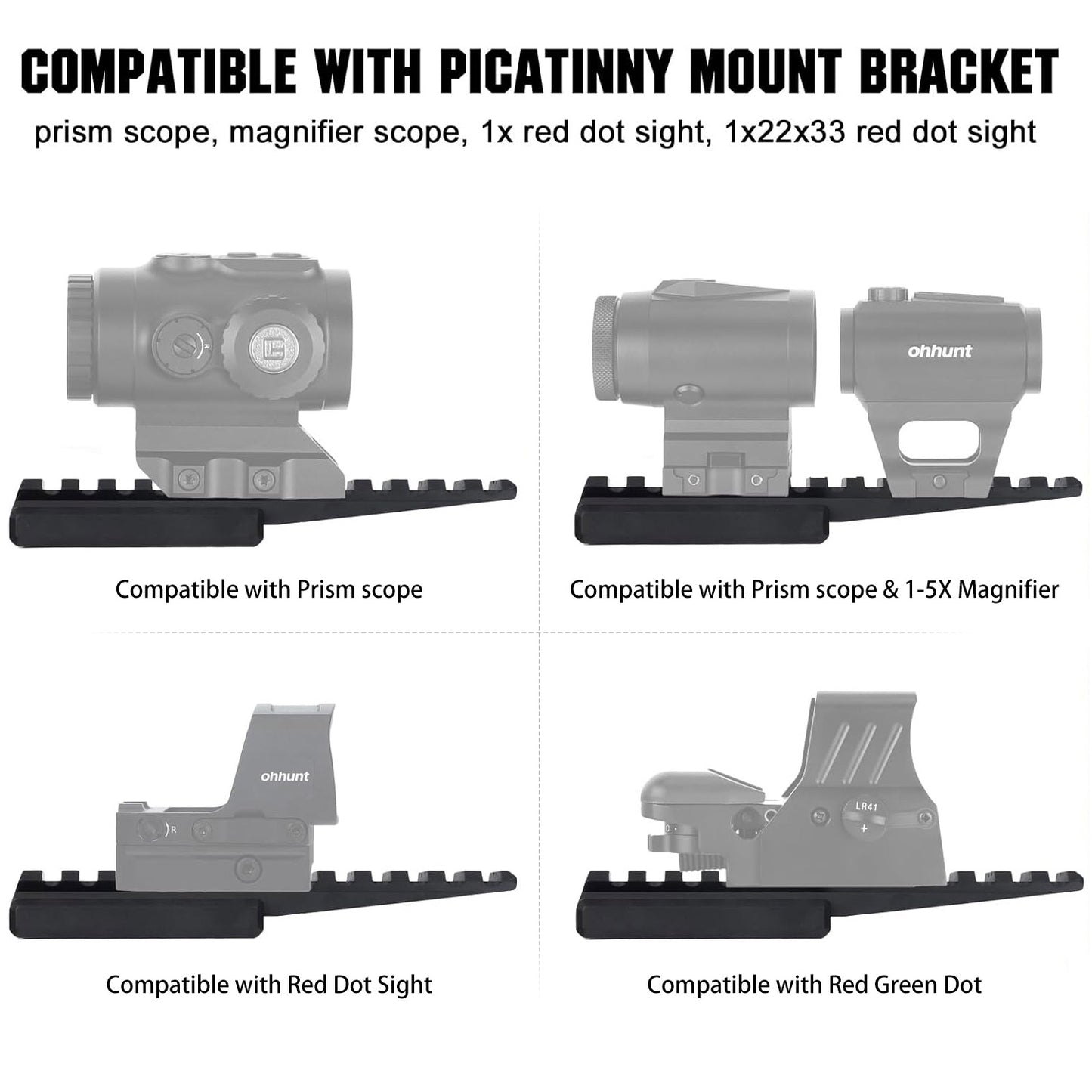 ohhunt® 0.5" Height Picatinny Riser Mount Low Profile Optic Riser