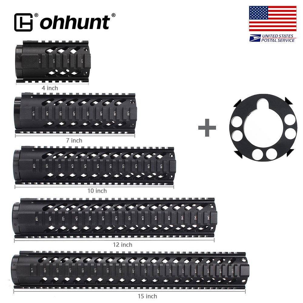 AR15 Free Float Quad Rail Handguard with  End Cap
