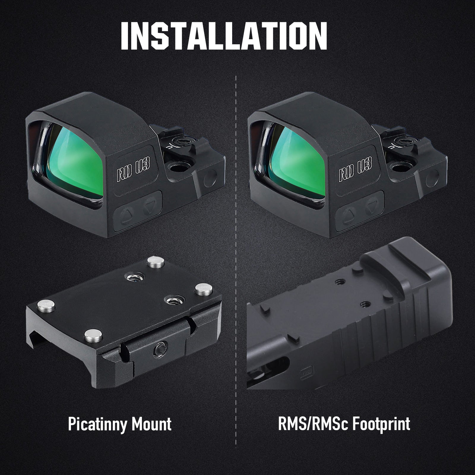 ohhunt® RD U3G Large Window 3 MOA Shake Awake Green Dot Sight with RMS