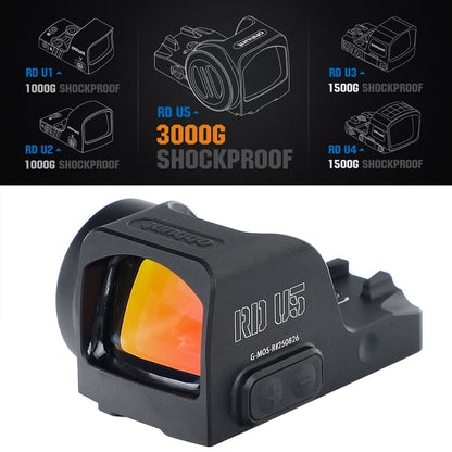 ohhunt® RD U5 3 MOA Dot Reticle Open Reflex Sight 3000G Shockproof Shake Awake Sight Compatible with Full-Size Glock MOS Systems