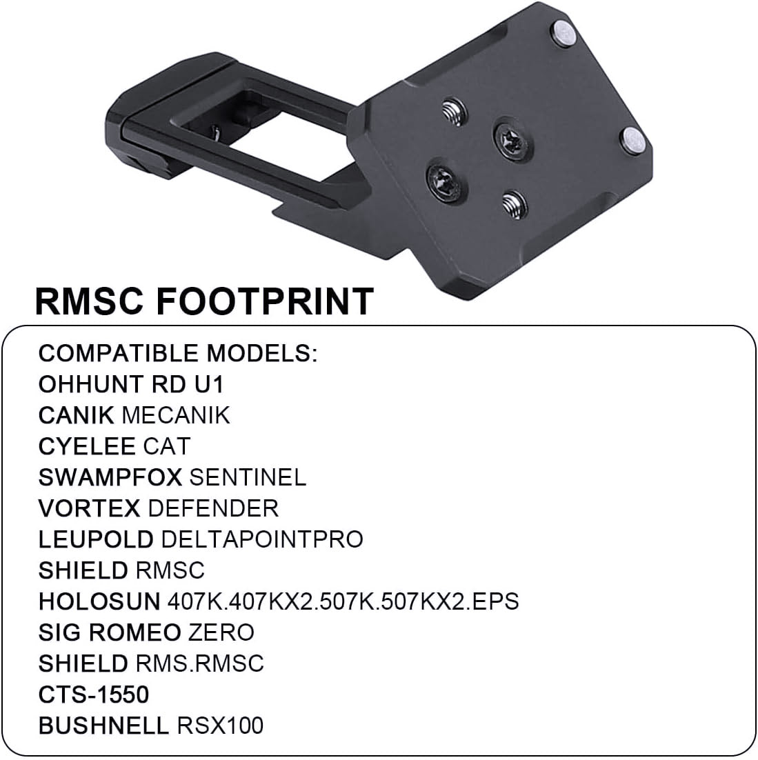 Rmsc 45° Canted Picatinny Red Dot Adapter Plate fit for RMSc Footprint Opti ...
