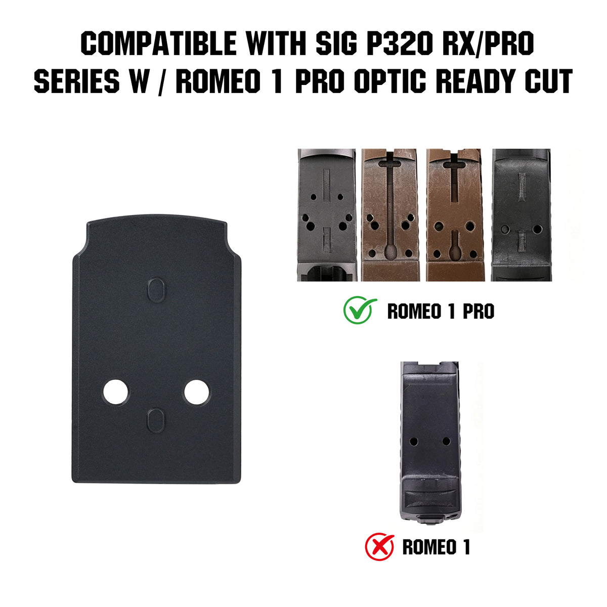 Red Dot Adapter Plate for SIG P320 with Romeo 1 Pro Optic Ready Cut P211 GTO