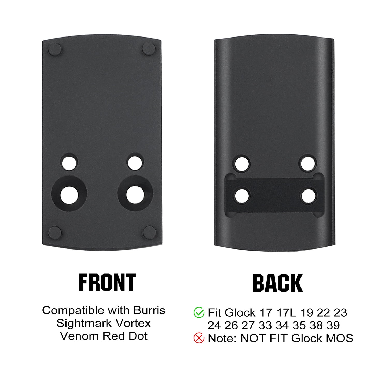 ohhunt® Red Dot Plate Compatible with Burris Sightmark Vortex Venom Red Dot Sight for Glock