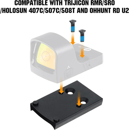 ohhunt® Red Dot Adapter Plate Compatible with RMR Footprint Red Dot Holosun 407C/507C/508T for Glock