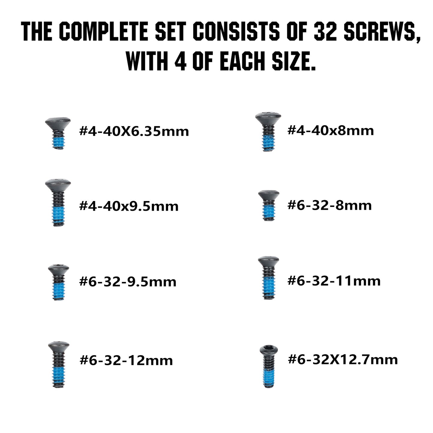 ohhunt® Red Dot Screw Pack 32 Pcs Includes #6-32 and #4-40 Screws Compatibility with Optics and Mounts
