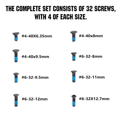 ohhunt® Red Dot Screw Pack 32 Pcs Includes #6-32 and #4-40 Screws Compatibility with Optics and Mounts
