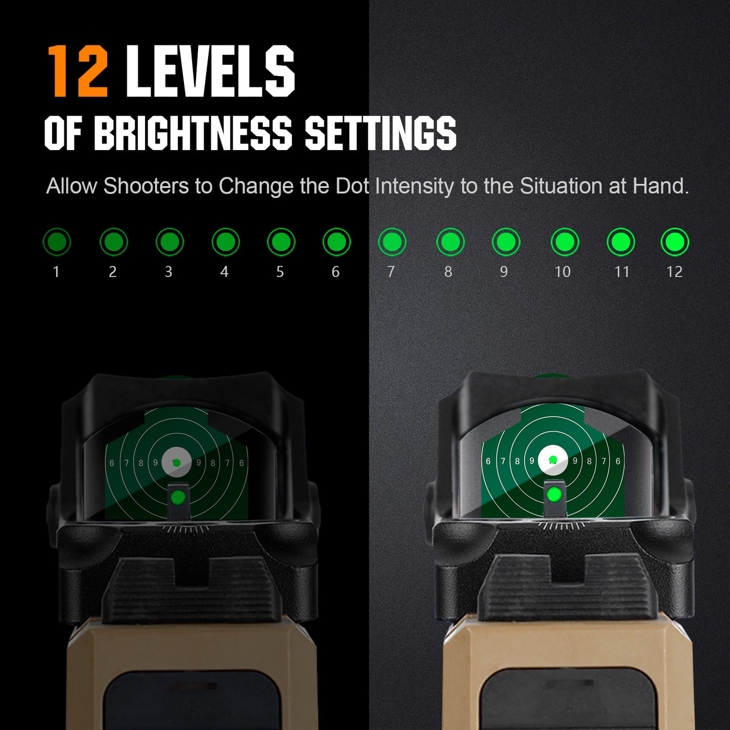 ohhunt Red Dot Sight 2 MOA Reticle Mini Shake Awake Optics 12 Brightness Adjustment
