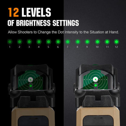 ohhunt Red Dot Sight 2 MOA Reticle Mini Shake Awake Optics 12 Brightness Adjustment