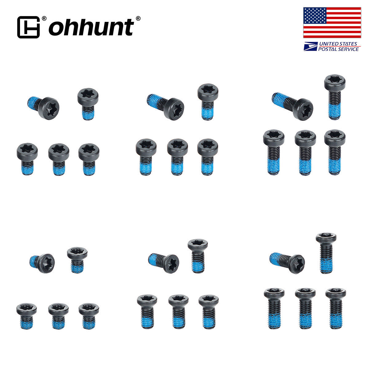 ohhunt® Red Dot Screw Set T15 Torx Two Head Types 30 Pcs for Mount and Plates Include #6-48 Screw in 6mm/8mm/10mm Length