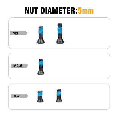 M3.5X0.6 Red Dot Screws, All screws feature a 5mm head diameter