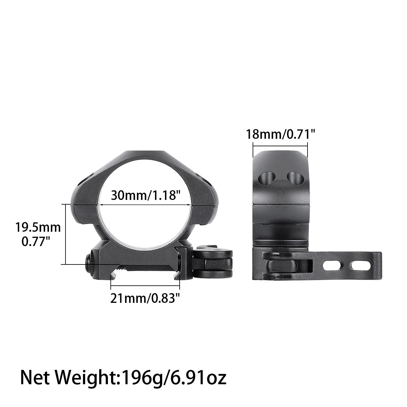Steel 30mm Quick Release Picatinny Scope Rings-size