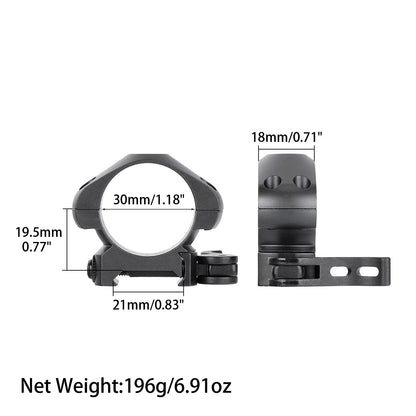 Steel 30mm Quick Release Picatinny Scope Rings-size