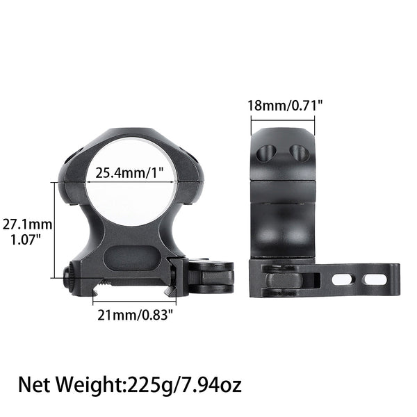 Steel 1 inch Quick Release Picatinny Scope Rings - High Profile – ohhunt