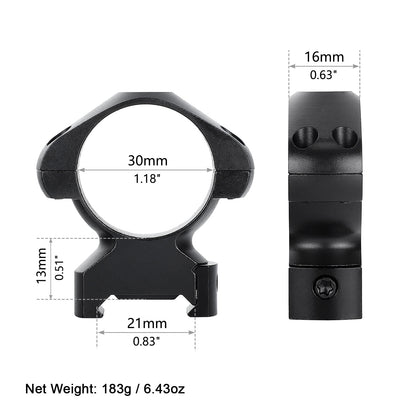 ohhunt® Steel 30mm Picatinny Rifle Scope Rings - Med Profile 0.5"