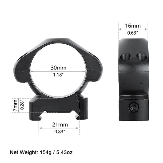 ohhunt® Steel 30mm Picatinny Scope Rings - Low Profile 0.28"
