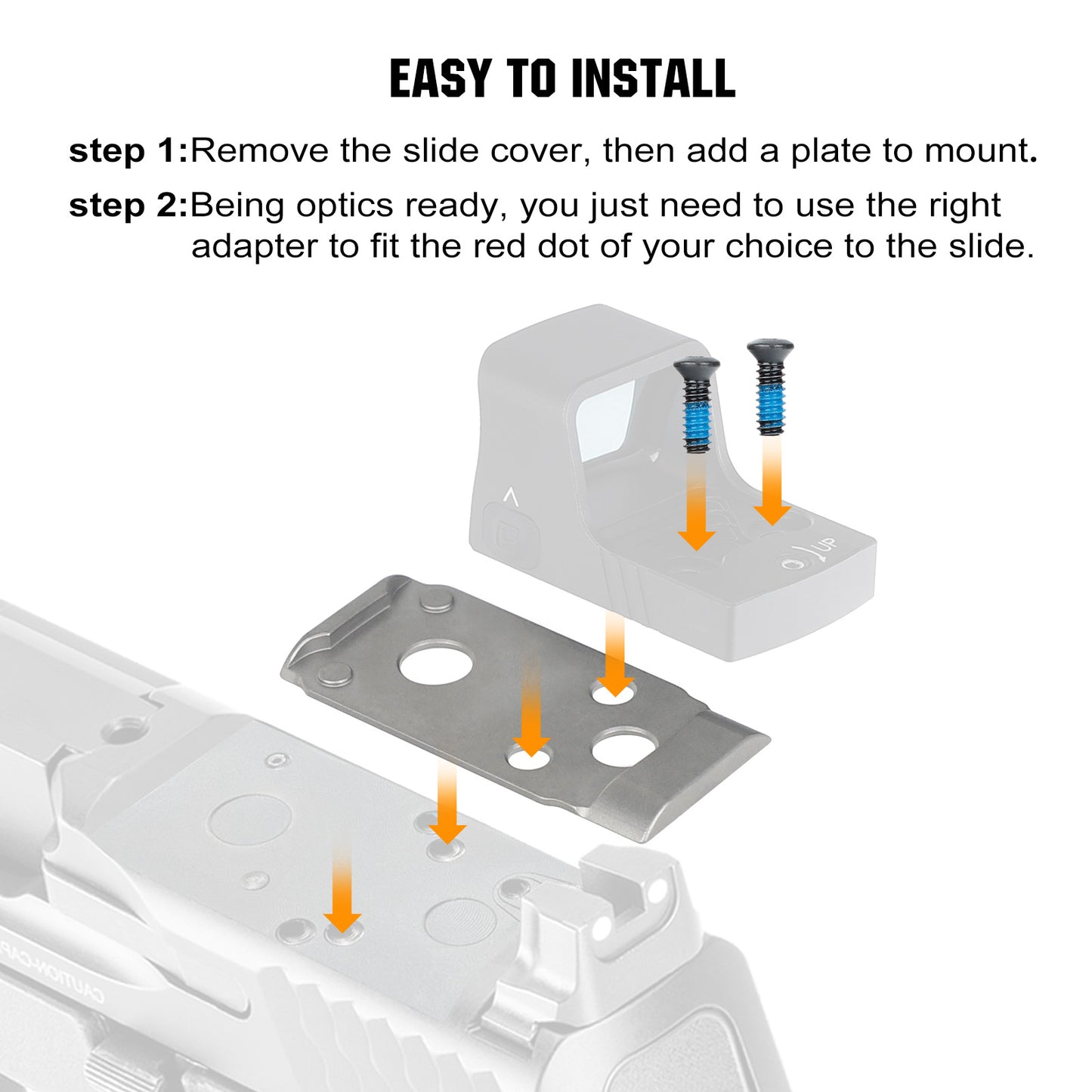 ohhunt Titanium Adapter Plate Compatible with RMSc Cut Optic Holosun 407K/507K/EPS Carry/RomeoZero for Smith&Wesson MP 2.0 Optics Ready/CORE