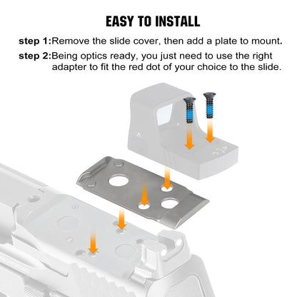 ohhunt Titanium Adapter Plate Compatible with RMSc Cut Optic Holosun 407K/507K/EPS Carry/RomeoZero for Smith&Wesson MP 2.0 Optics Ready/CORE